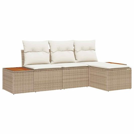 Conjunto de Sofá de Jardim 4 pcs bege e creme 184 x 62 x 85 cm