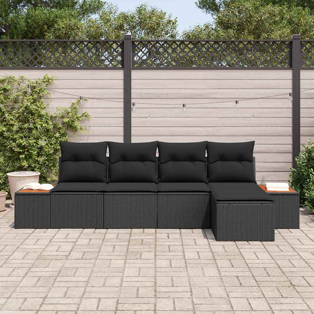 Conjunto de Sofá de Jardim 5 pcs Preto 184 x 62 x 85 cm