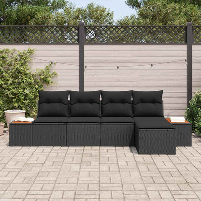 Conjunto de Sofá de Jardim 5 pcs Preto 184 x 62 x 85 cm