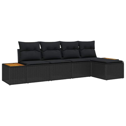 Conjunto de Sofá de Jardim 5 pcs Preto 184 x 62 x 85 cm