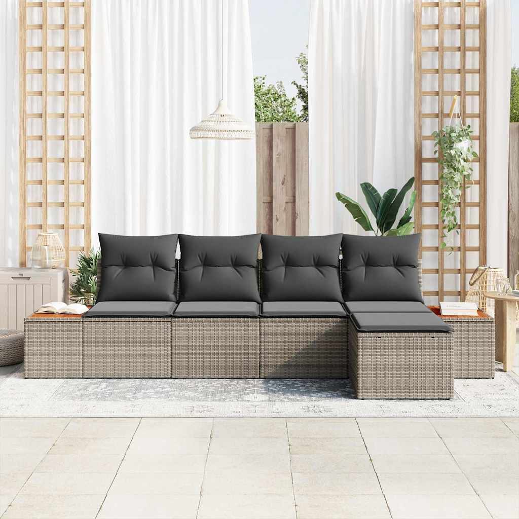 Conjunto de Sofá de Jardim 5 pcs Cinzeto 184 x 62 x 85 cm