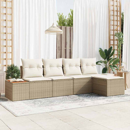 Conjunto de Sofá de Jardim 5 pcs bege e creme 184 x 62 x 85 cm