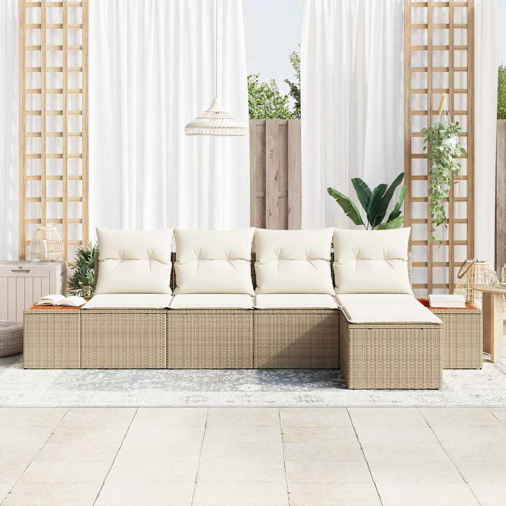 Conjunto de Sofá de Jardim 5 pcs bege e creme 184 x 62 x 85 cm