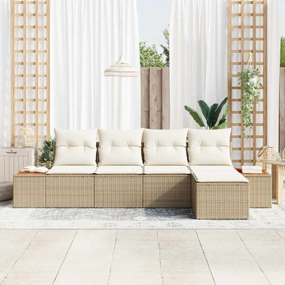 Conjunto de Sofá de Jardim 5 pcs bege e creme 184 x 62 x 85 cm