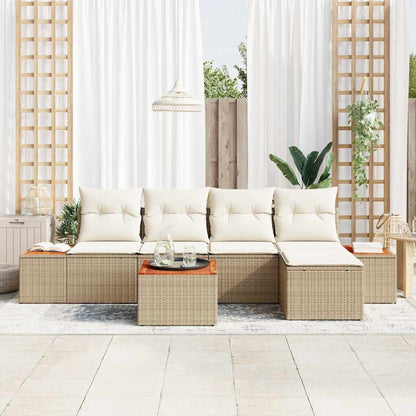 Conjunto de Sofá de Jardim 6 pcs bege e creme 184 x 62 x 85 cm