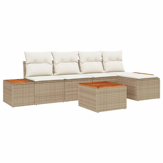 Conjunto de Sofá de Jardim 6 pcs bege e creme 184 x 62 x 85 cm
