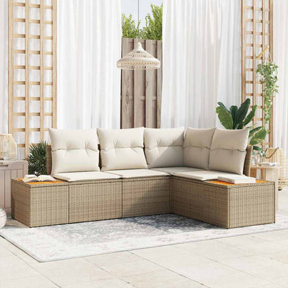 Conjunto de Sofá de Jardim 4 pcs bege e creme 209 x 154 x 85 cm