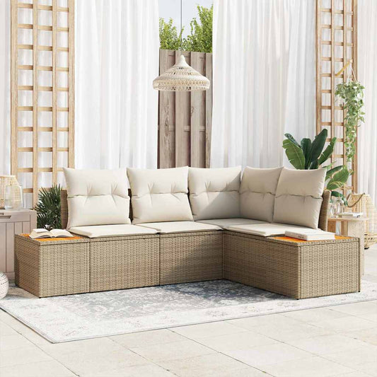 Conjunto de Sofá de Jardim 4 pcs bege e creme 209 x 154 x 85 cm