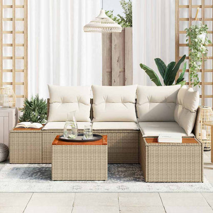 Conjunto de Sofá de Jardim 5 pcs bege e creme 209 x 154 x 85 cm