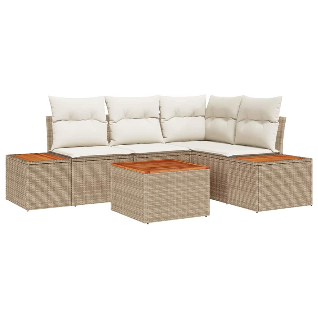 Conjunto de Sofá de Jardim 5 pcs bege e creme 209 x 154 x 85 cm