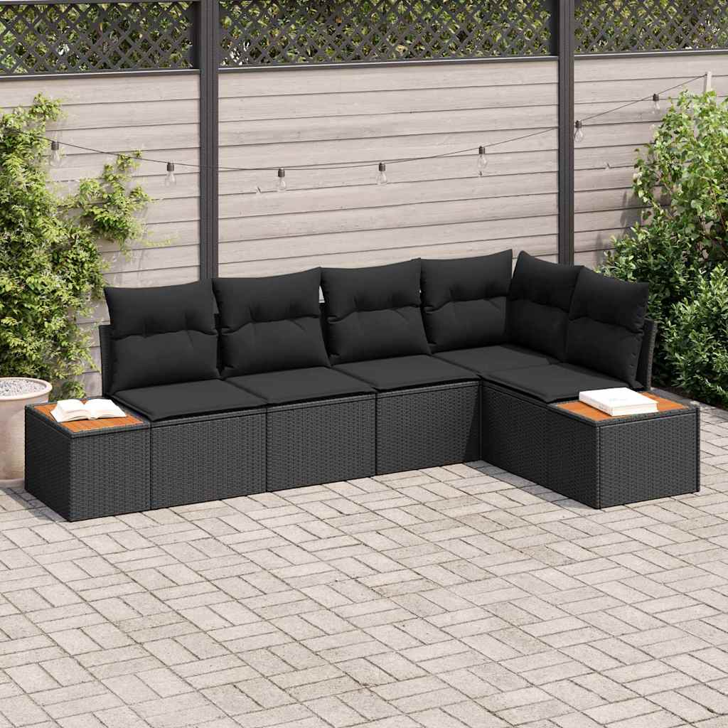 Conjunto de Sofá de Jardim 5 pcs Preto 264 x 154 x 85 cm