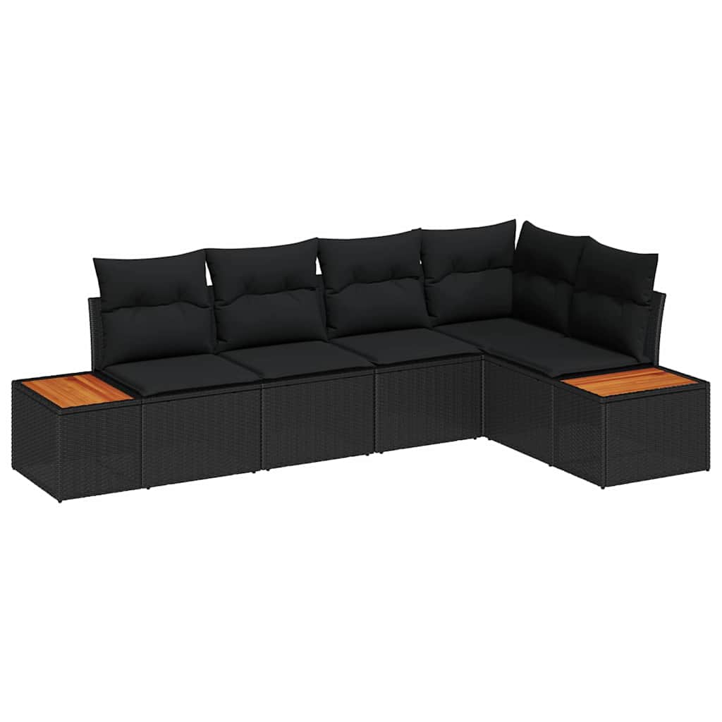 Conjunto de Sofá de Jardim 5 pcs Preto 264 x 154 x 85 cm