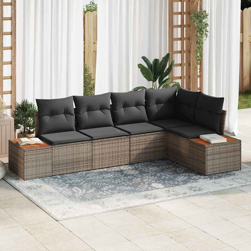 Conjunto de Sofá de Jardim 5 pcs Cinzeto 264 x 154 x 85 cm