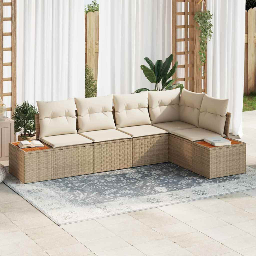 Conjunto de Sofá de Jardim 5 pcs bege e creme 264 x 154 x 85 cm