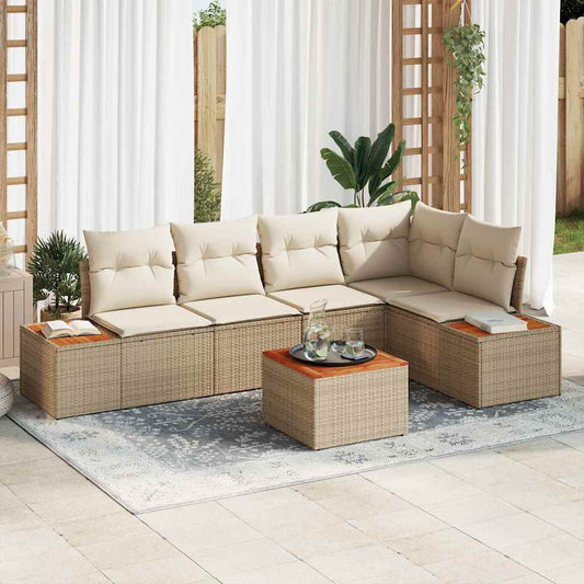 Conjunto de Sofá de Jardim 6 pcs bege e creme 264 x 154 x 85 cm