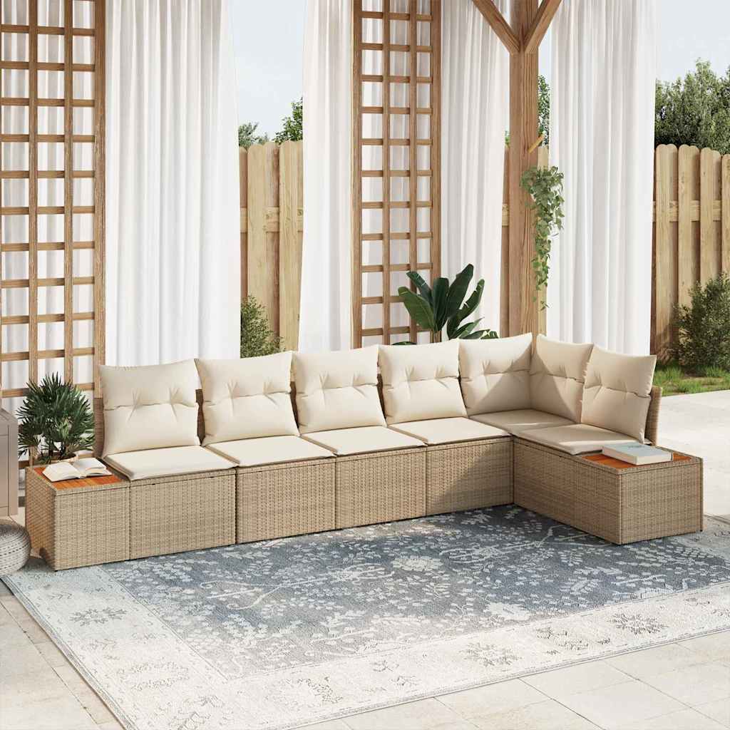 Conjunto de Sofá de Jardim 6 pcs bege e creme 319 x 154 x 85 cm