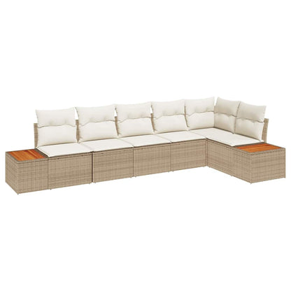Conjunto de Sofá de Jardim 6 pcs bege e creme 319 x 154 x 85 cm