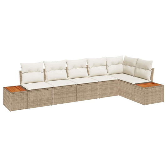 Conjunto de Sofá de Jardim 6 pcs bege e creme 319 x 154 x 85 cm