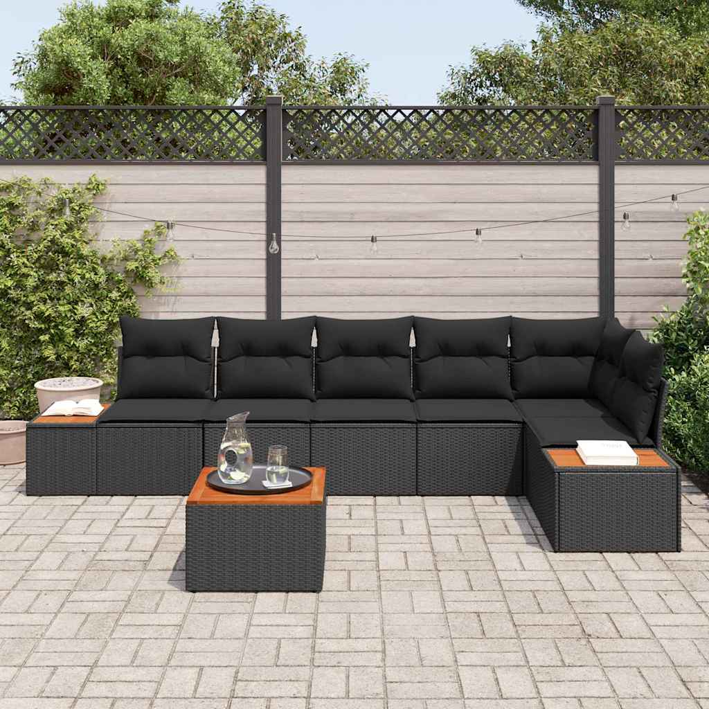 Conjunto de Sofá de Jardim 7 pcs Preto 319 x 154 x 85 cm