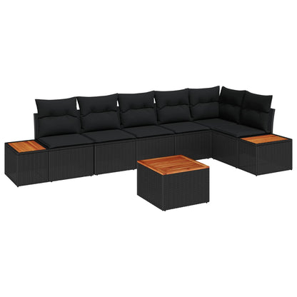 Conjunto de Sofá de Jardim 7 pcs Preto Rattan Sintético