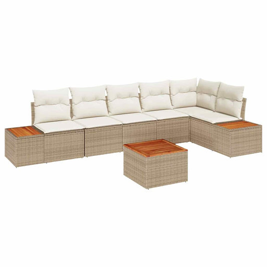 Conjunto de Sofá de Jardim 7 pcs bege e creme 319 x 154 x 85 cm