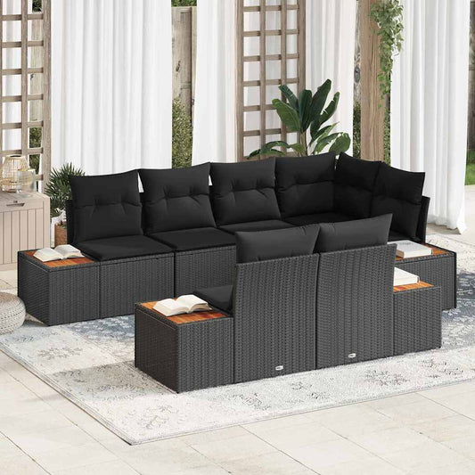Conjunto de Sofá de Jardim 7 pcs Preto 264 x 154 x 85 cm
