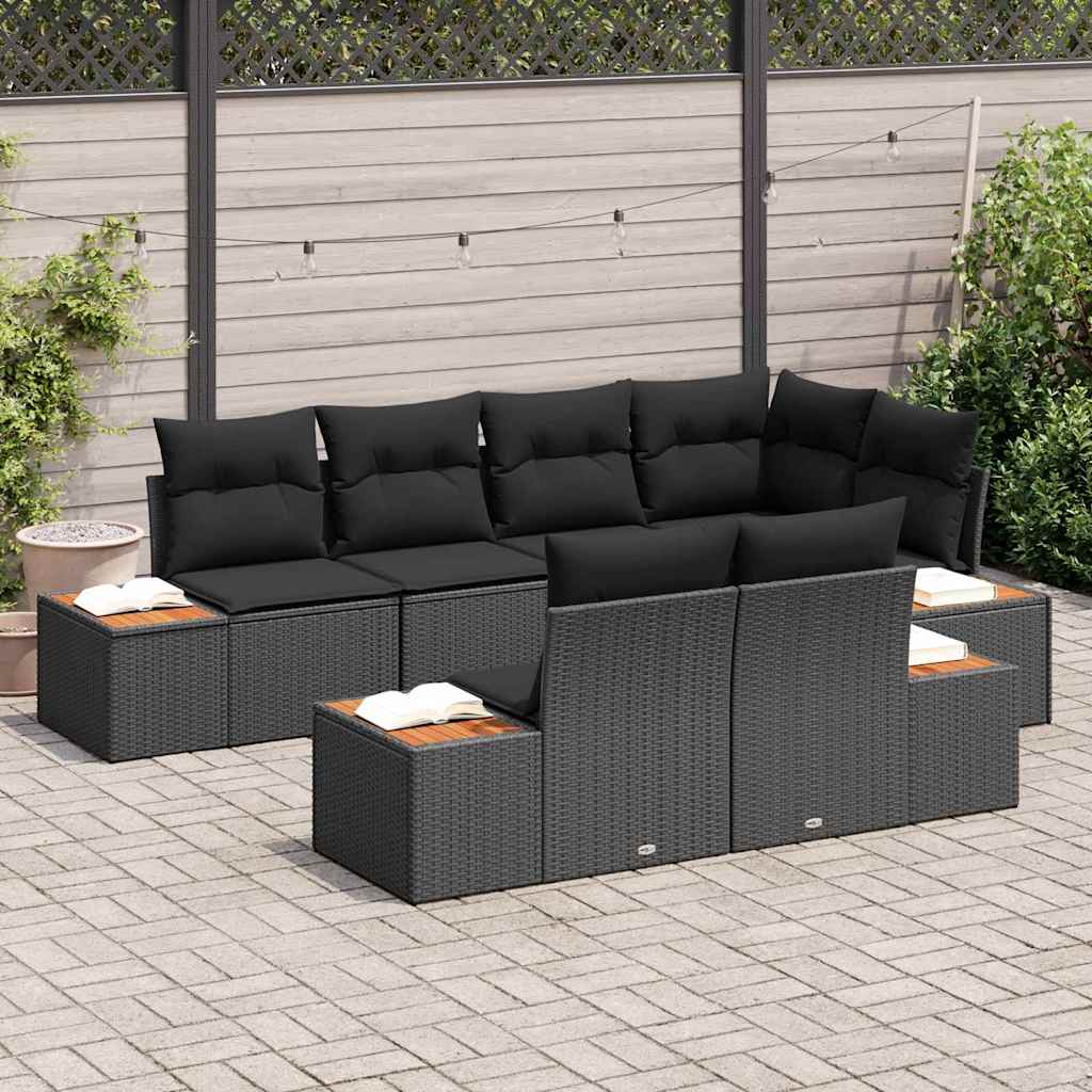 Conjunto de Sofá de Jardim 7 pcs Preto 264 x 154 x 85 cm