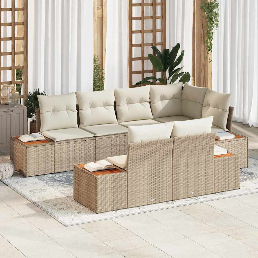 Conjunto de Sofá de Jardim 7 pcs bege e creme 264 x 154 x 85 cm