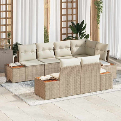 Conjunto de Sofá de Jardim 7 pcs bege e creme 264 x 154 x 85 cm