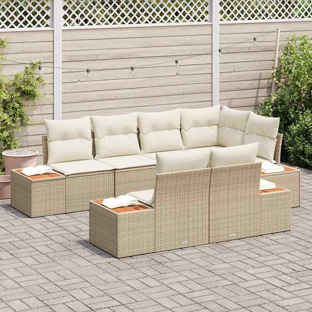Conjunto de Sofá de Jardim 7 pcs bege e creme 264 x 154 x 85 cm