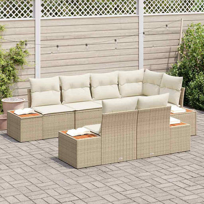 Conjunto de Sofá de Jardim 7 pcs bege e creme 264 x 154 x 85 cm
