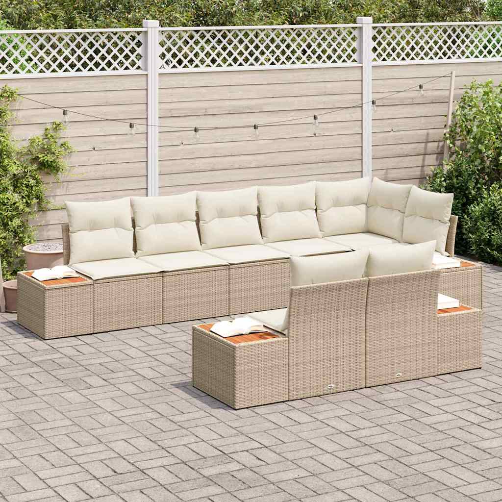 Conjunto de Sofá de Jardim 8 pcs bege e creme 319 x 154 x 85 cm