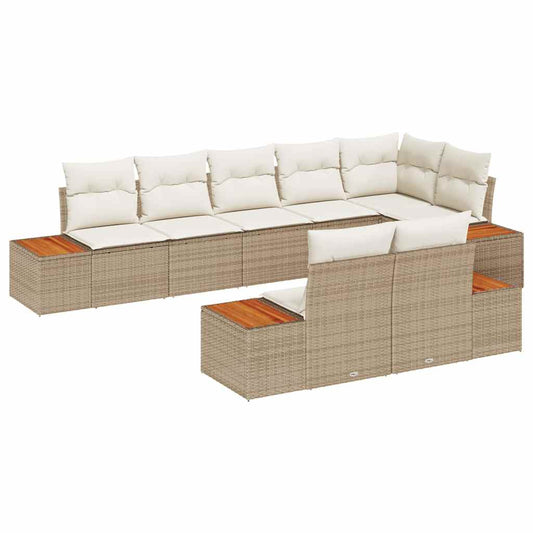 Conjunto de Sofá de Jardim 8 pcs bege e creme 319 x 154 x 85 cm