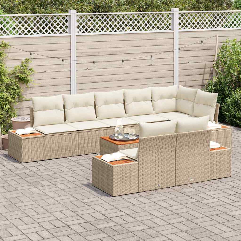 Conjunto de Sofá de Jardim 9 pcs bege e creme 319 x 154 x 85 cm