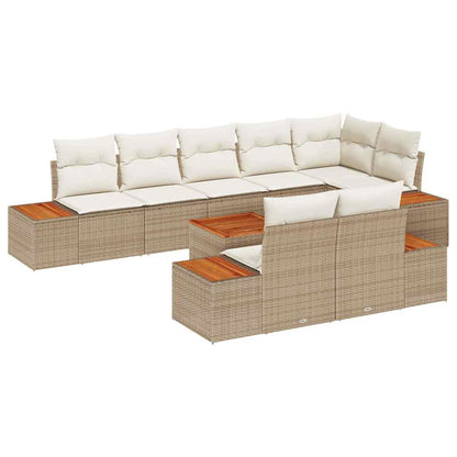 Conjunto de Sofá de Jardim 9 pcs bege e creme 319 x 154 x 85 cm