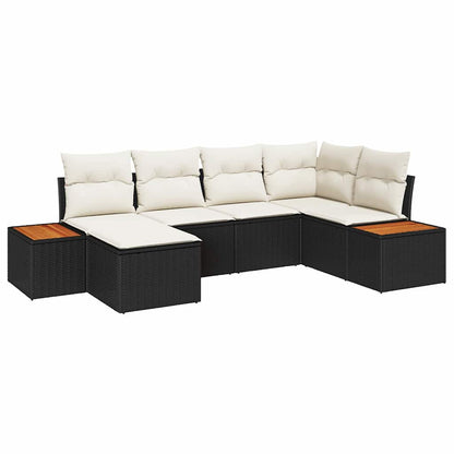 Conjunto de Sofá de Jardim com almofada 6 pcs Preto e creme
