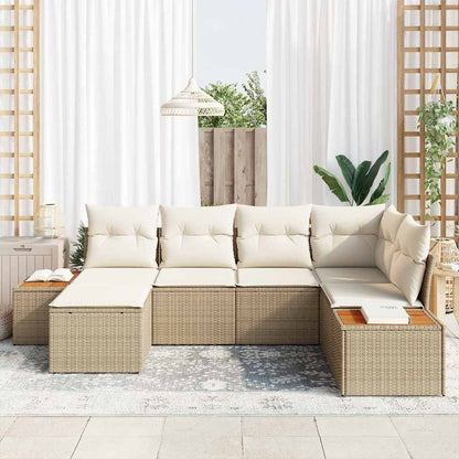 Conjunto de Sofá de Jardim 6 pcs bege e creme 264 x 154 x 85 cm