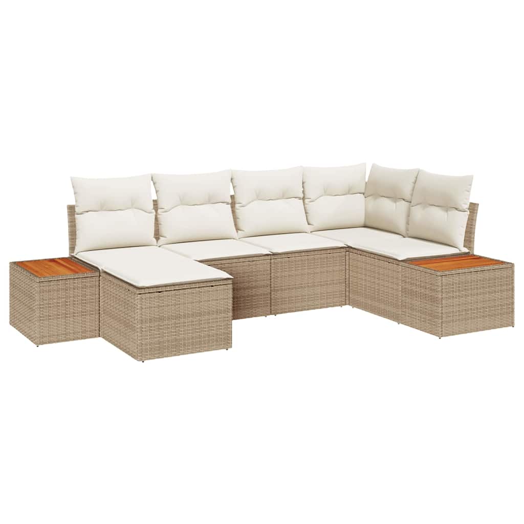 Conjunto de Sofá de Jardim 6 pcs bege e creme 264 x 154 x 85 cm