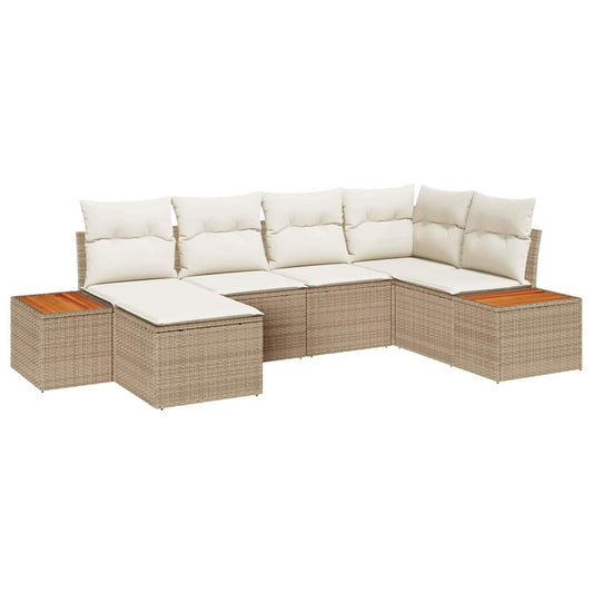 Conjunto de Sofá de Jardim 6 pcs bege e creme 264 x 154 x 85 cm