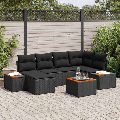 Conjunto de Sofá de Jardim 7 pcs Preto 264 x 154 x 85 cm