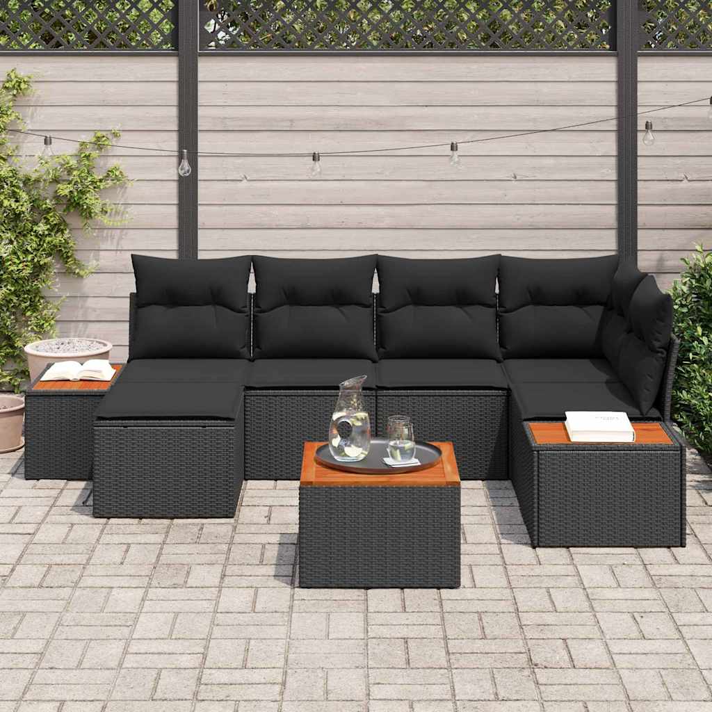Conjunto de Sofá de Jardim 7 pcs Preto 264 x 154 x 85 cm
