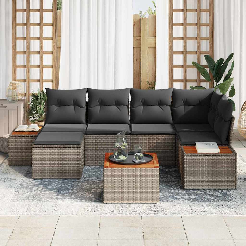 Conjunto de Sofá de Jardim 7 pcs Cinzeto 264 x 154 x 85 cm