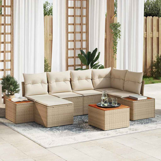 Conjunto de Sofá de Jardim 7 pcs bege e creme 264 x 154 x 85 cm