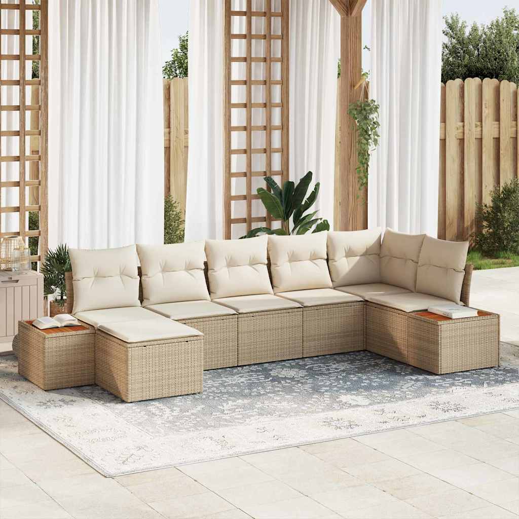 Conjunto de Sofá de Jardim 7 pcs bege e creme 319 x 154 x 85 cm