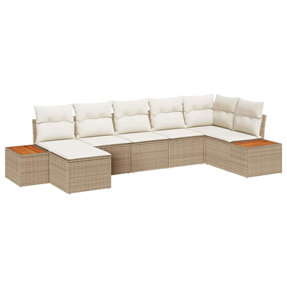 Conjunto de Sofá de Jardim 7 pcs bege e creme 319 x 154 x 85 cm