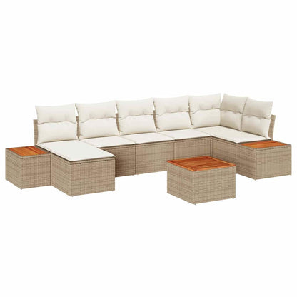 Conjunto de Sofá de Jardim 8 pcs bege e creme 319 x 154 x 85 cm