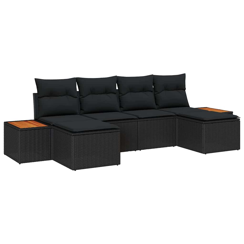 Conjunto de Sofá de Jardim 6 pcs Preto 184 x 62 x 85 cm