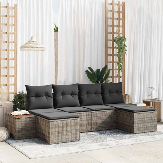 Conjunto de Sofá de Jardim 6 pcs Cinzeto 184 x 62 x 85 cm