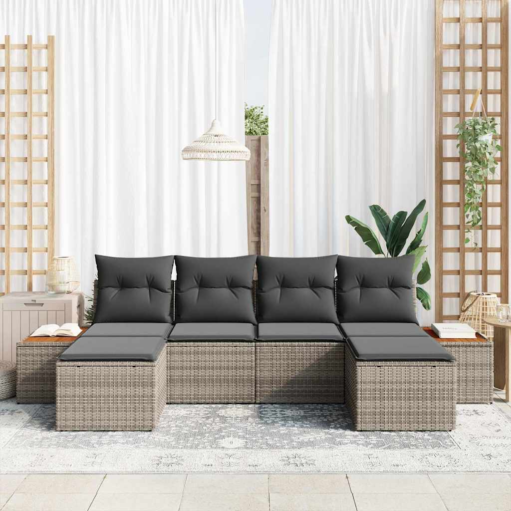 Conjunto de Sofá de Jardim 6 pcs Cinzeto 184 x 62 x 85 cm