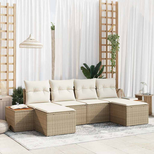 Conjunto de Sofá de Jardim 6 pcs bege e creme 184 x 62 x 85 cm